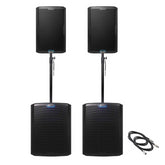 2X Alto TS18S Active 18" 2500W Subwoofer 2X Alto TS415 15" 2500W Speaker inc Cables and Poles