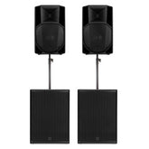 2x RCF ART 735-A MK5 15" Active PA Speaker 1400W + 2x SUB8003-AS MK3 Subwoofer 2200w with Speaker Poles