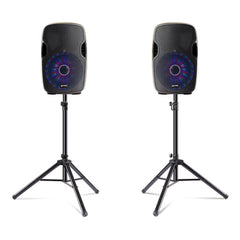 2x Gemini AS-12BLU-LT Active Speaker 1500W DJ Disco Sound Bluetooth inc Stands