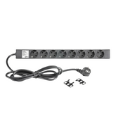 Adam Hall 87471 19" 1U Mains Power Strip with 8 Sockets