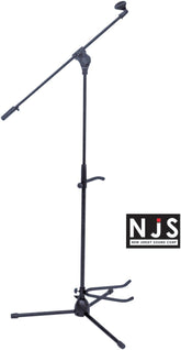 NJS NJS065B Microphone Stand with Boom Arm, Tripod Base and Guitar Stand