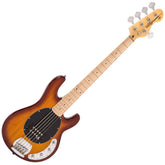 Vintage Active 5 String Bass- Flamed Tobacco Sunburst