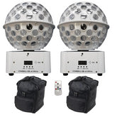 2x Thor Starball White LED Mirrorball Type Effect inc Bags & Remote Bundle