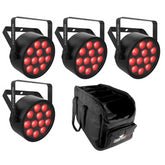 4x Chauvet DJ SlimPAR Q12 ILS PAR Can with 12x6W Quad-Colour RGBA LEDs inc Bag