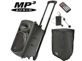 QTX QR10PA Portable Battery PA Sound System USB MP3 Inc Wireless Mic & Cover