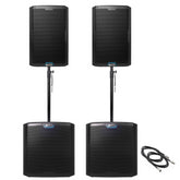 2x Alto TS15S Active 15" 2500W Subwoofer 2x TS415 15" 2500W Speaker inc Cables and Poles
