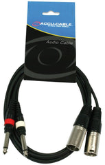 Accu Cable 2 x XLR male to 2 x 6.3mm 1/4" Jack Mono Audio Cable 1.5m