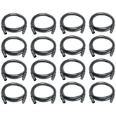 16x Roar 1M DMX Cable XLR Female - XLR Male Black 110 Ohm 100cm