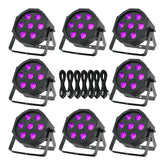 8x Equinox MaxiPar Quad LED Par Can Uplighter DMX DJ Lighting RGBW Bundle