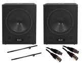 2x QTX QT15SA 15" 1200W Aktiv-Subwoofer-Bass-Bin-Lautsprecher-Paket