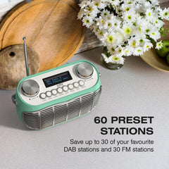 Detroit DAB Radio Rétro DAB+ FM Radio Vert Detroit DAB Radio Rétro DAB+ FM Radio Vert