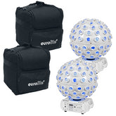 2x Eurolite B-40 LED White Mirrorball Effect inc Laser + Carry Bag DJ