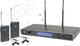 Citronic RU210-H Dual UHF Beltpack Headset Lapel Microphone System Wireless Radio Mic