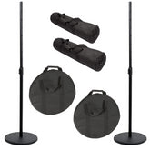 2x Thor Round Base PA Speaker Stand Black inc Carry Bags