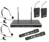 Chord NU4-C Quad UHF Wireless Microphone System Handheld Headset Karaoke DJ Disco