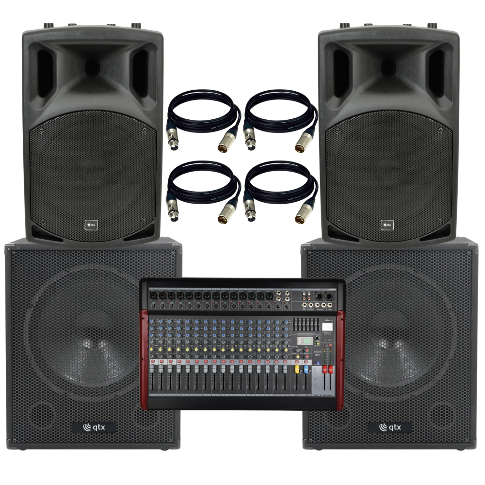 QTX 2000W 10 Channel Active Live Band PA System With USB Mixer