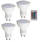 4x Pro Elec 4W GU10 RGBW LED Lamp with Remote Party DJ Disco Colour Changing