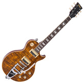 Vintage V100 Guitar - Amber Flamed Maple With Bigsby