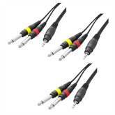 3x Roar Laptop iPad PC Cable 3.5mm Mini Jack to 2 x 1/4" Large Jack 1.5M Lead