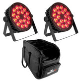 2x Thor IP65 Par Can 18 x 4W RGBW Weatherproof Outdoor Uplighter inc Bag