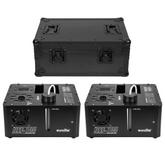 2x Eurolite NSF-100 LED DMX Hybrid Spray Fogger with Roadinger Flightcase