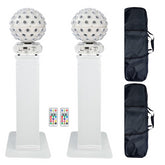 2x Kam Stratosphere Ghost White Revolving Mirrorball LED Effect Light inc Podium Stands White