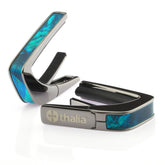 Thalia Black Chrome Finish Capo With Teal Angel Wing Inlay