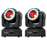 2x Audibax Oregon 60 Black Beam Moving Head with LED Ring