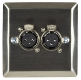 AV:Link Steel Wallplate with Twin XLR Socket XLR Wall Plate