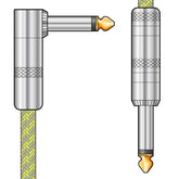 Citronic Braid Guitar Lead R/A Grey/Gold 3m