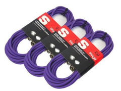 3x Stagg Microphone XLR Cables (6m Purple)