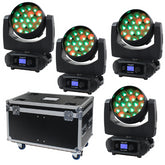 4x eLumen8 Kudos 350ZS 19 x 15 W RGBW LED à tête mobile Zoom Wash avec étui