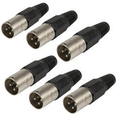 6x QTX XLR Male Connector Plug Metal 3P 3 Pin Audio Microphone Sound PA