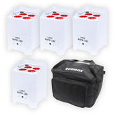 4x LEDJ White Rapid QB1 Hex LED Uplighter Battery Wireless LED Lighting DJ Disco