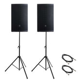 2x Audiophony Myos15A Active Loudspeaker 15″ - 1000W RMS inc Stands & Cables