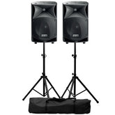 2 haut-parleurs actifs FBT JMaxX 114A 14 pouces, 2 supports d'enceintes, sac inclus