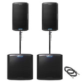 2x Alto TS12S Active 12" 2500W Subwoofer 2x TS412 12" 2500W Speaker inc Cables and Poles