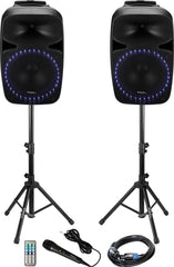 Système audio Ibiza Sound PKG15A-SET 1000W avec Bluetooth et USB inc. Microphone Système audio Ibiza Sound PKG15A-SET 1000W avec Bluetooth et USB inc. Microphone