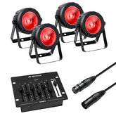 4x JB Systems MINI-PAR RGB COB MK2 LED Uplighter DMX inc DMX controller
