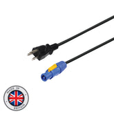 LEDJ Grounded USA Plug to Neutrik PowerCON NAC3FCA 1m