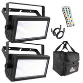 Chauvet DJ Shocker Panel 480 LED High Power Strobe Bundle of 2 inc Case