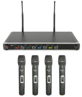 Chord NU4-H Quad UHF Wireless Microphone System Handheld Karaoke DJ Disco
