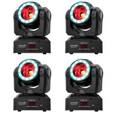 4x Audibax Oregon 60 Black Beam Moving Head with LED Ring