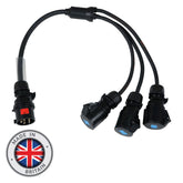 eLumen8 Moulé Y Split - 32A 3PH mâle vers 3 x 32A 1PH femelle