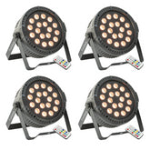 4x IBIZA THINPAR-18X1RGB Extra Flat PAR Projector – 18 x 1W RGB LED