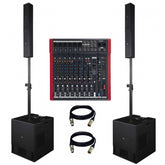 2x Proel Session 4 Compact Portable Array PA System 1200W + MQ12USB Mixer