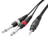 W Audio 1.5m 3.5mm Stereo Jack - 2 x 6.35mm Mono Jack Cable