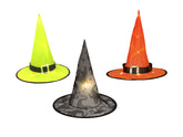 EUROPALMS Ensemble de 3 chapeaux de sorcière d'Halloween, lumineux, 36 cm