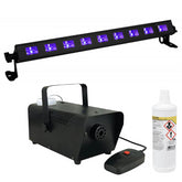 JB Systems LED UV Halloween Lighting Bundle - Smoke Machine, Fluid & Blacklight Light