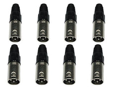 8x Accu-Cable 3-Pin Male DMX / XLR Mic Connector (Silver)